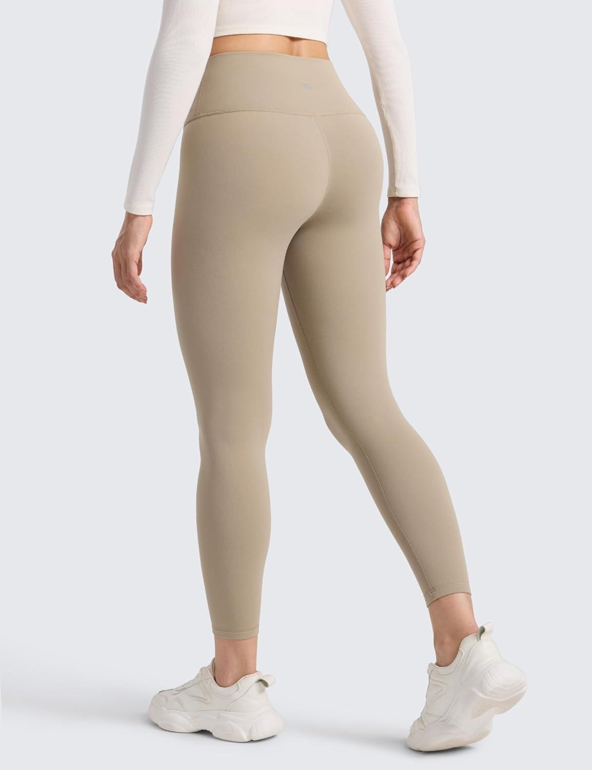 imageCRZ YOGA Matte Fleece Lined Leggings 25 Thermal Casual Lounge Workout Womens Yoga High Waisted Pants Winter WarmOak