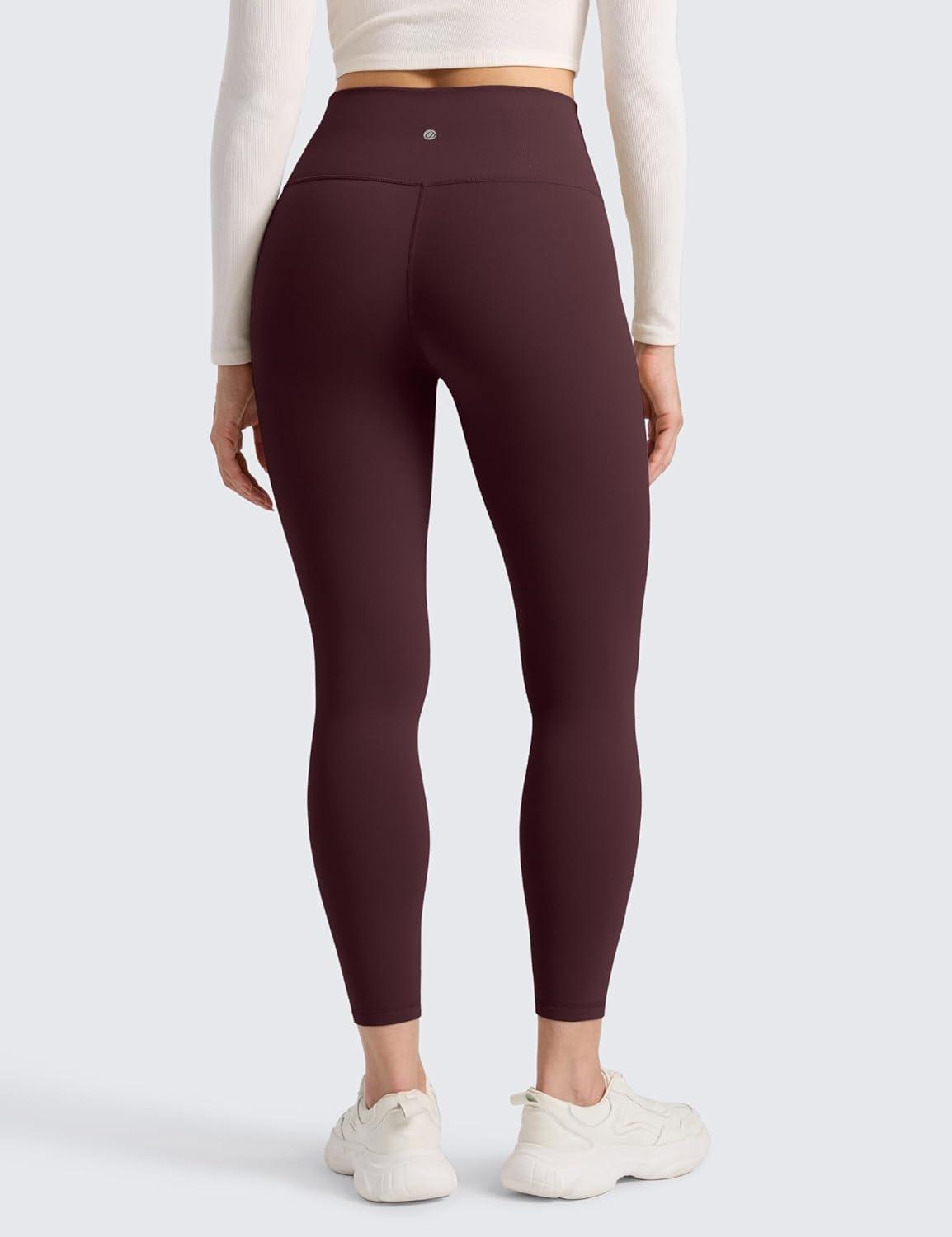 imageCRZ YOGA Matte Fleece Lined Leggings 25 Thermal Casual Lounge Workout Womens Yoga High Waisted Pants Winter WarmRipe Plum