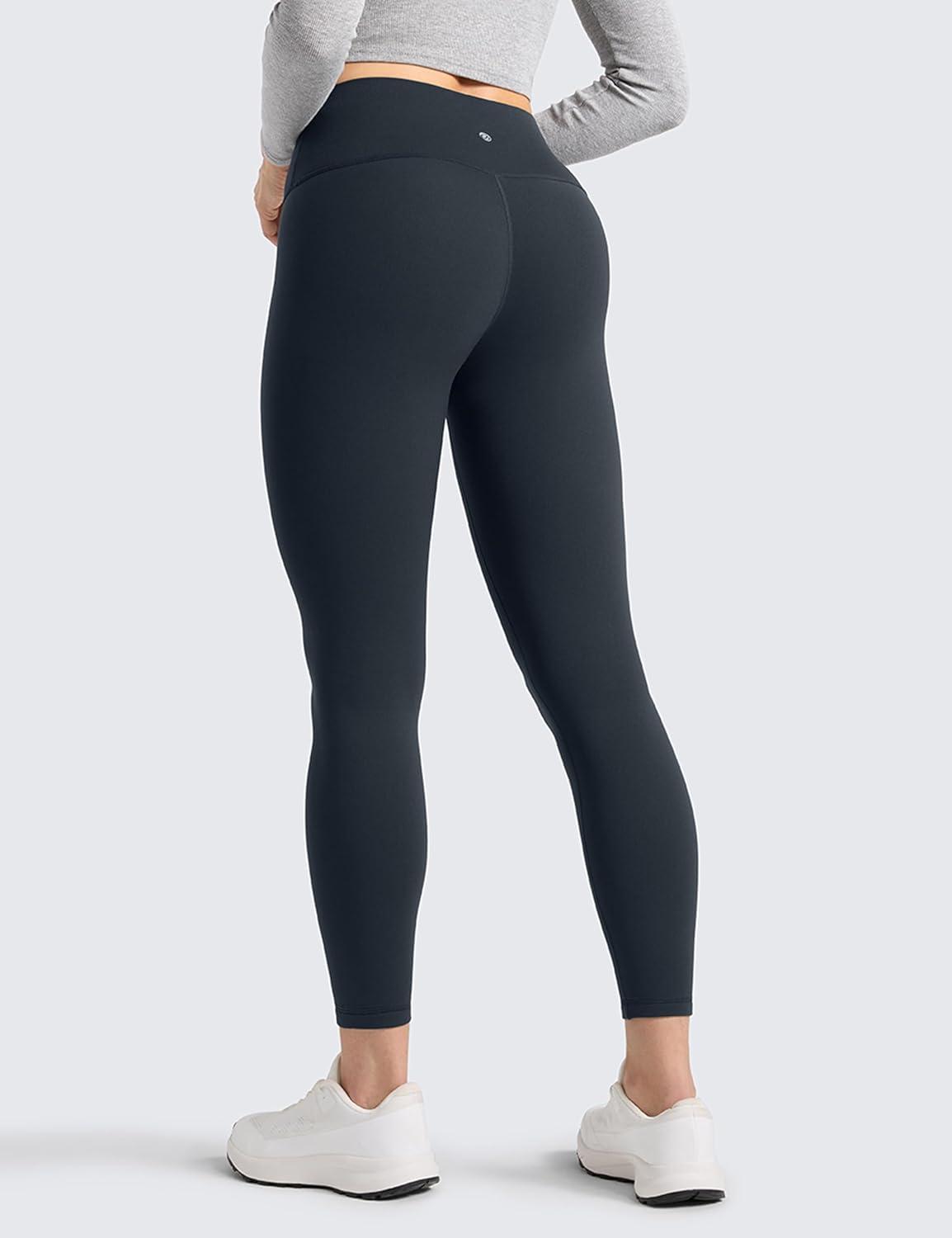 imageCRZ YOGA Matte Fleece Lined Leggings 25 Thermal Casual Lounge Workout Womens Yoga High Waisted Pants Winter WarmTrue Navy