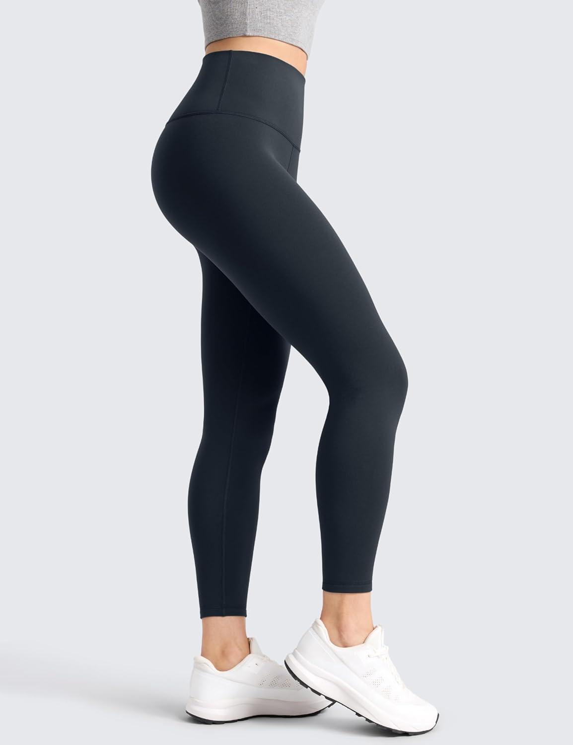 imageCRZ YOGA Matte Fleece Lined Leggings 25 Thermal Casual Lounge Workout Womens Yoga High Waisted Pants Winter WarmTrue Navy