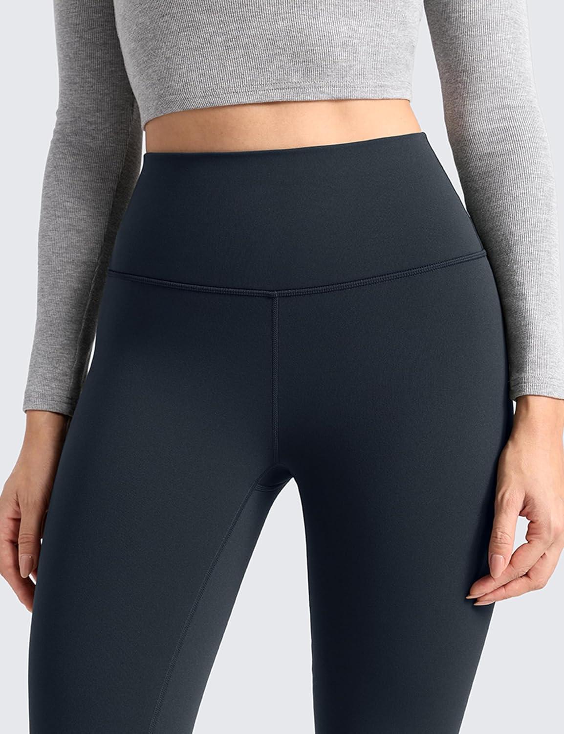 imageCRZ YOGA Matte Fleece Lined Leggings 25 Thermal Casual Lounge Workout Womens Yoga High Waisted Pants Winter WarmTrue Navy