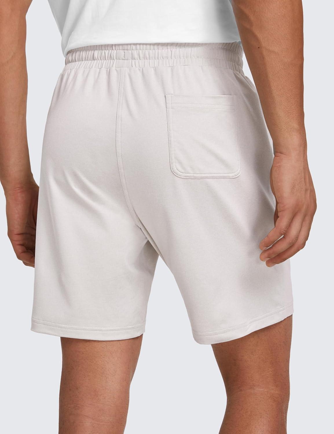 imageCRZ YOGA Mens Cloud Jersey Sweat Shorts 7quot Lightweight Soft Breathable for Casual Workout Lounge with PocketsMilky White Bone
