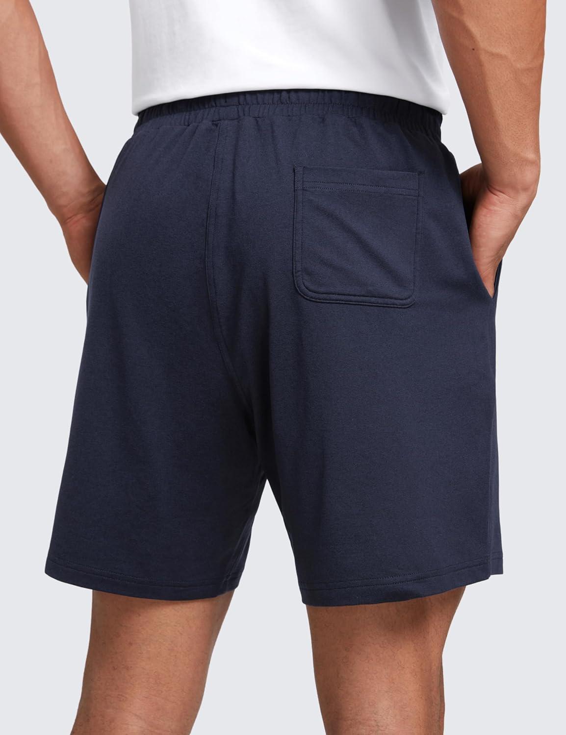 imageCRZ YOGA Mens Cloud Jersey Sweat Shorts 7quot Lightweight Soft Breathable for Casual Workout Lounge with PocketsNavy