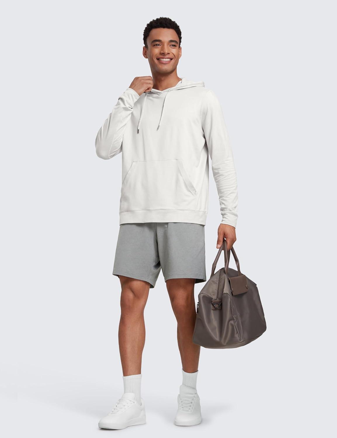 imageCRZ YOGA Mens Cloud Jersey Sweat Shorts 7quot Lightweight Soft Breathable for Casual Workout Lounge with PocketsSterling