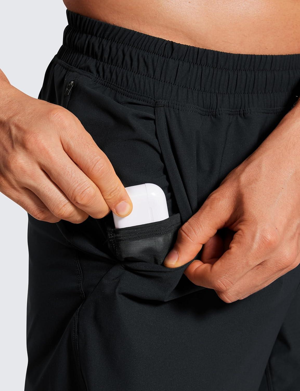 imageCRZ YOGA Mens Lightweight Workout Shorts 7quot Quick Dry for Gym Athletic Workout with Zipper PocketBlack