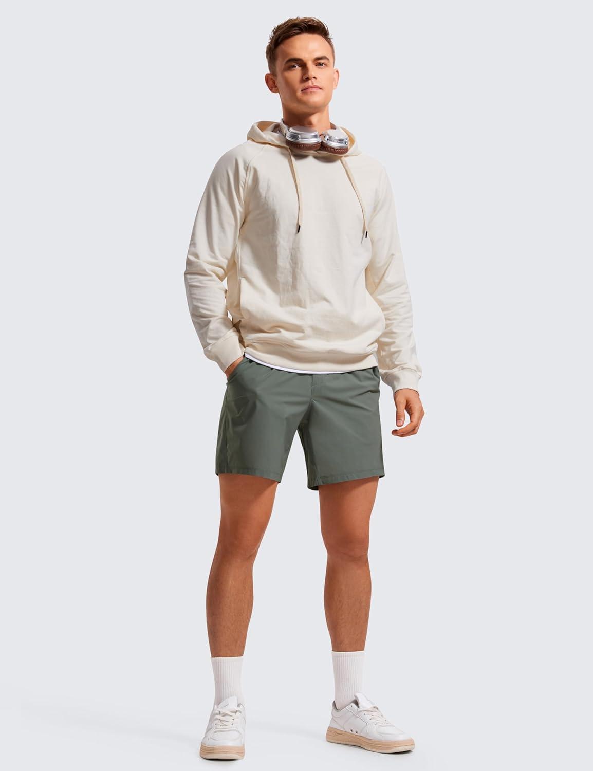 imageCRZ YOGA Mens Lightweight Workout Shorts 7quot Quick Dry for Gym Athletic Workout with Zipper PocketGrey Sage