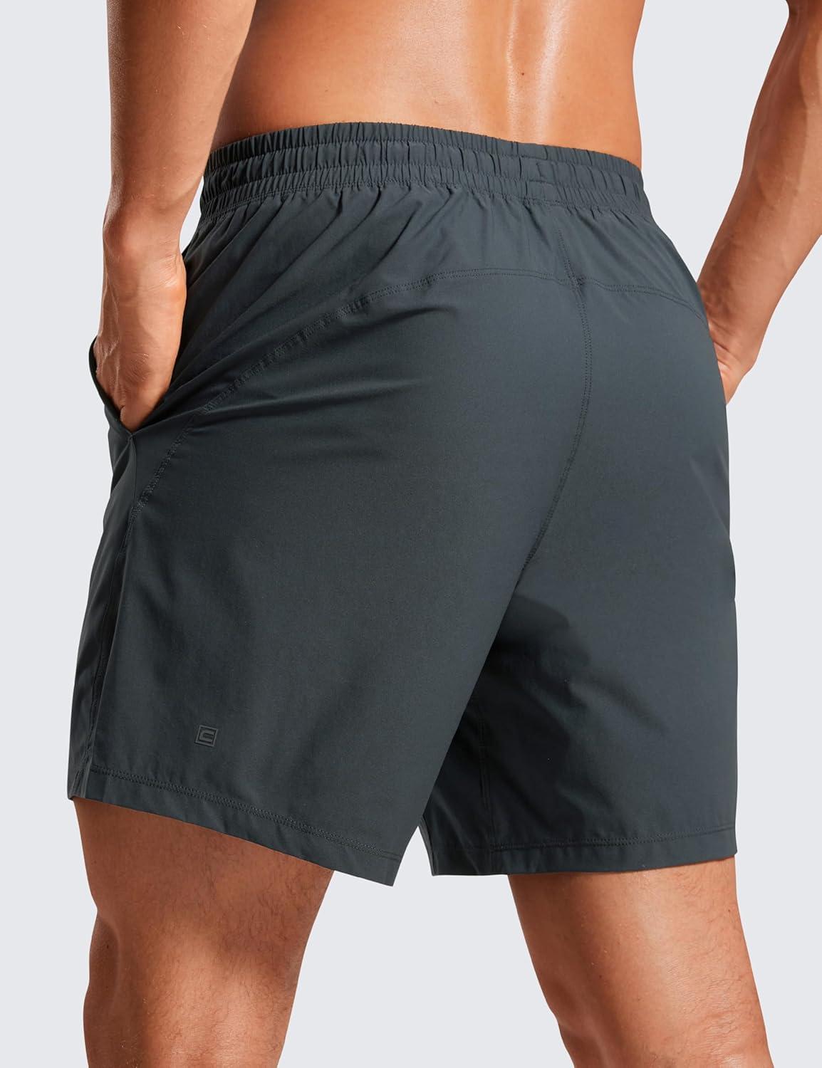 imageCRZ YOGA Mens Lightweight Workout Shorts 7quot Quick Dry for Gym Athletic Workout with Zipper PocketMelanite