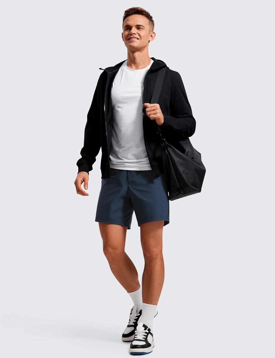 imageCRZ YOGA Mens Lightweight Workout Shorts 7quot Quick Dry for Gym Athletic Workout with Zipper PocketStelindigo