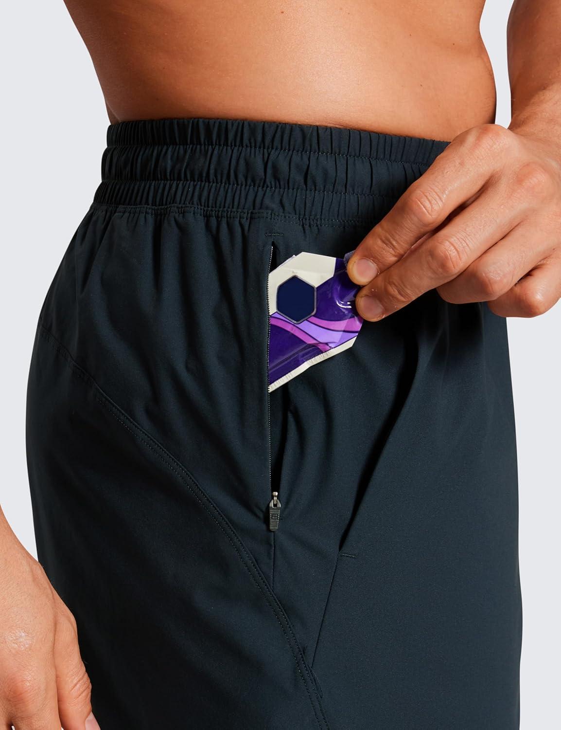 imageCRZ YOGA Mens Lightweight Workout Shorts 7quot Quick Dry for Gym Athletic Workout with Zipper PocketTrue Navy