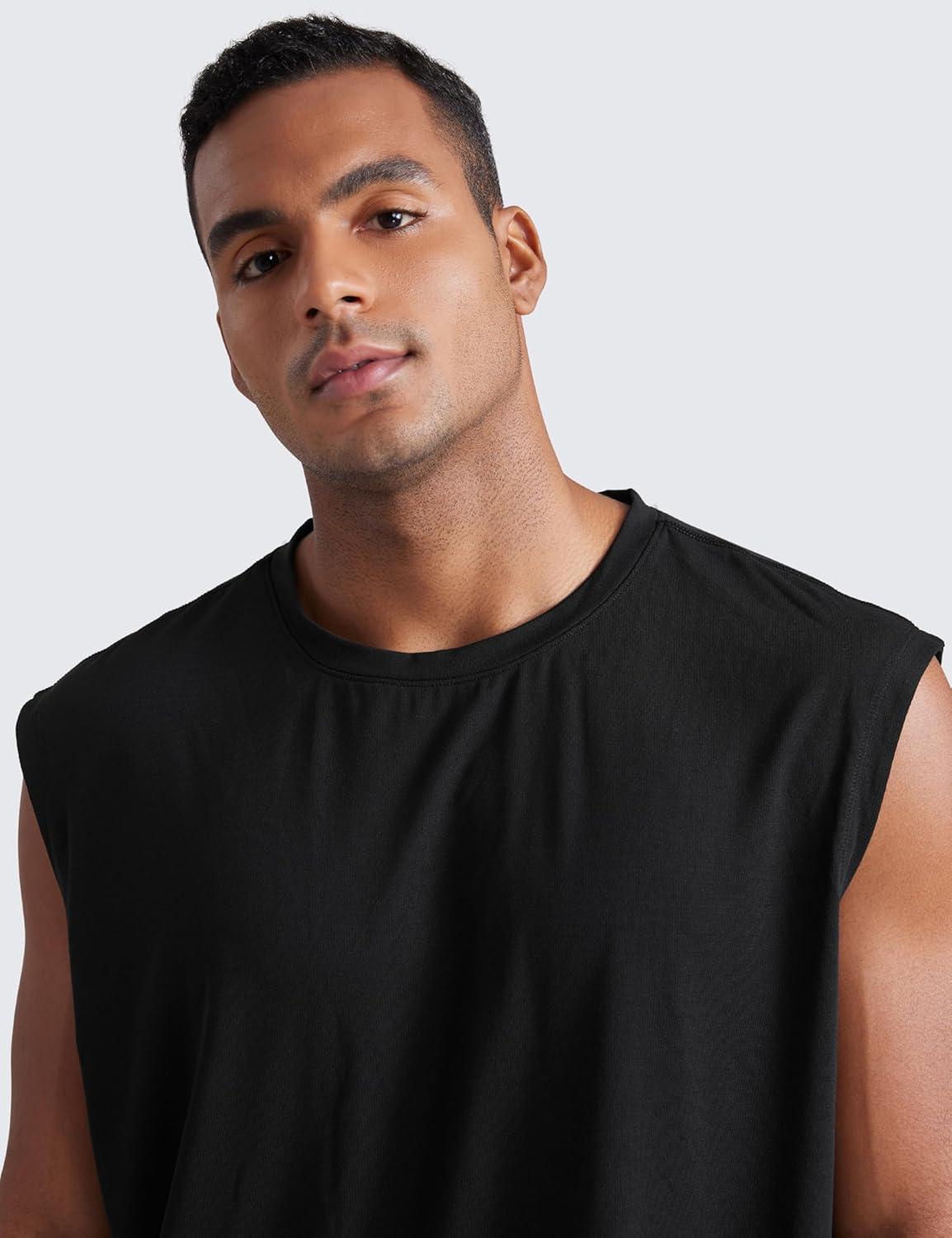 imageCRZ YOGA Mens Mesh Workout Tank Tops Quick Dry Breathable Running Athletic Training Sleeveless Muscle ShirtsBlack