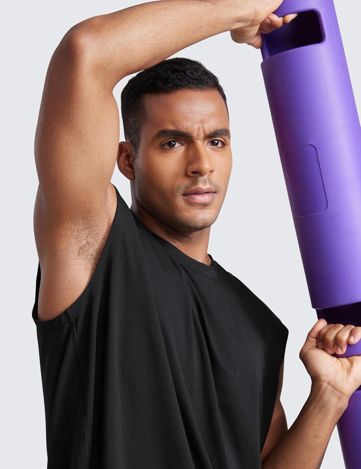 imageCRZ YOGA Mens Mesh Workout Tank Tops Quick Dry Breathable Running Athletic Training Sleeveless Muscle ShirtsBlack