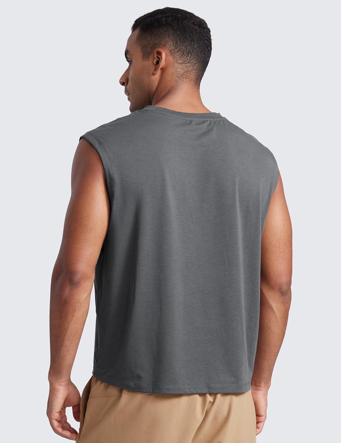 imageCRZ YOGA Mens Mesh Workout Tank Tops Quick Dry Breathable Running Athletic Training Sleeveless Muscle ShirtsDark Carbon