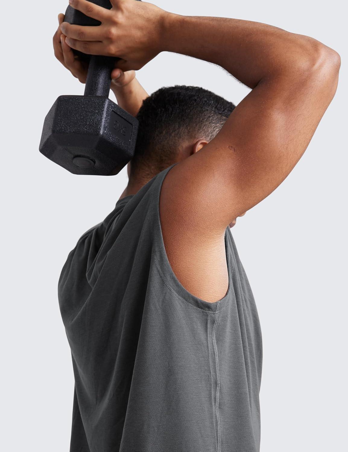 imageCRZ YOGA Mens Mesh Workout Tank Tops Quick Dry Breathable Running Athletic Training Sleeveless Muscle ShirtsDark Carbon