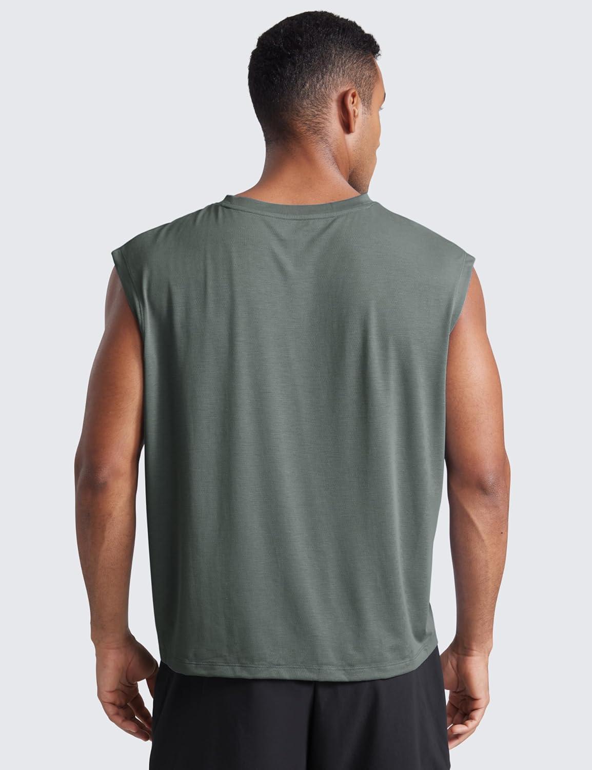 imageCRZ YOGA Mens Mesh Workout Tank Tops Quick Dry Breathable Running Athletic Training Sleeveless Muscle ShirtsGrey Sage