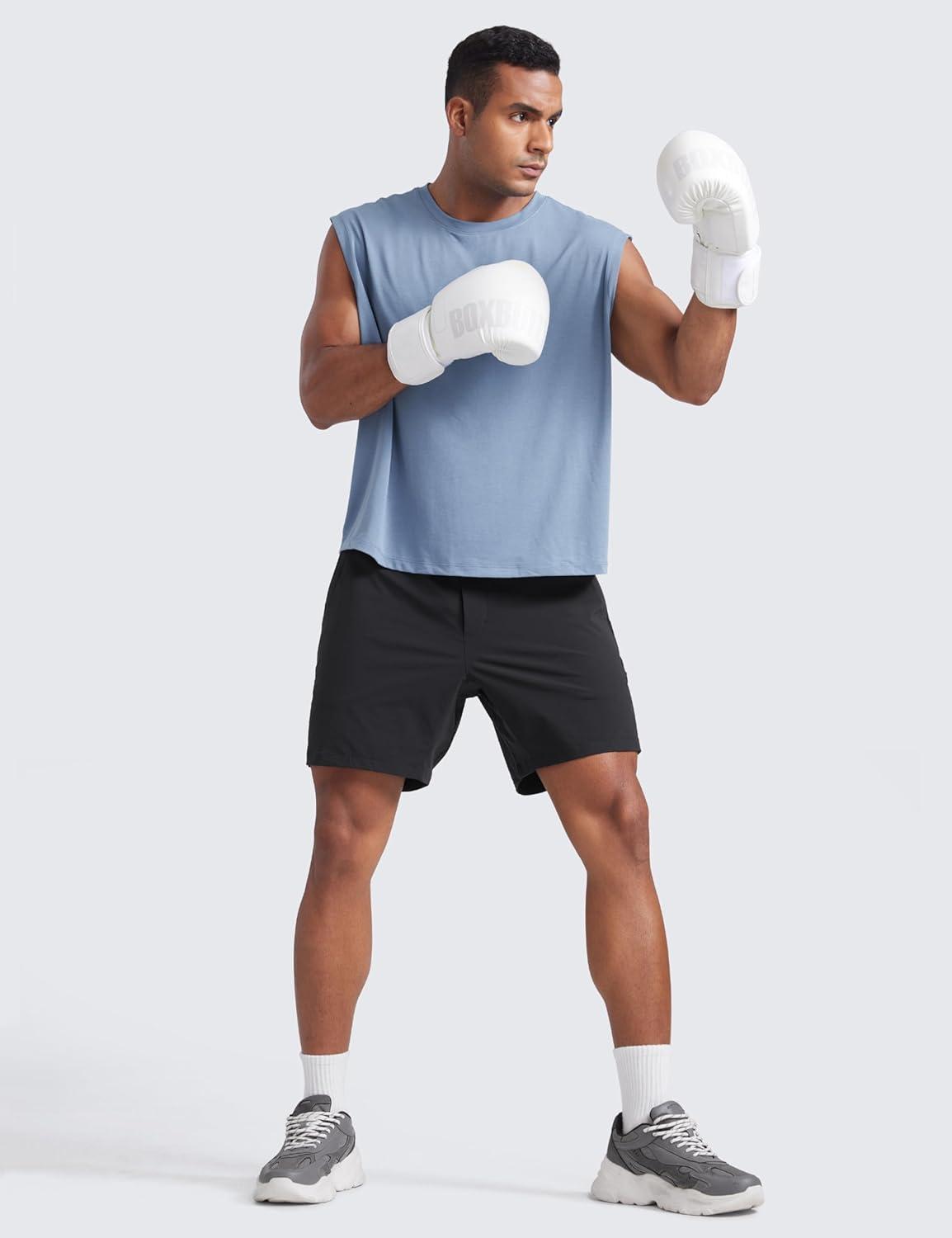 imageCRZ YOGA Mens Mesh Workout Tank Tops Quick Dry Breathable Running Athletic Training Sleeveless Muscle ShirtsSlate Blue