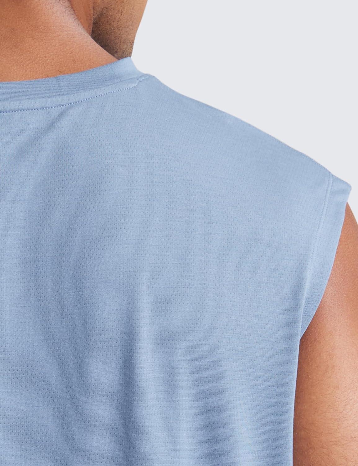 imageCRZ YOGA Mens Mesh Workout Tank Tops Quick Dry Breathable Running Athletic Training Sleeveless Muscle ShirtsSlate Blue