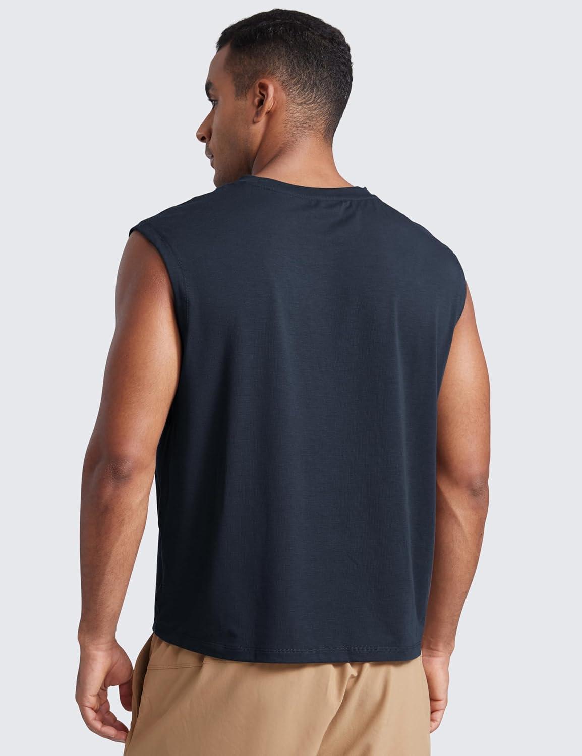 imageCRZ YOGA Mens Mesh Workout Tank Tops Quick Dry Breathable Running Athletic Training Sleeveless Muscle ShirtsTrue Navy