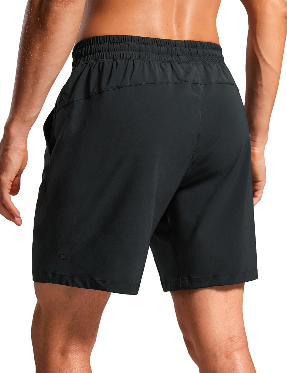 imageCRZ YOGA Mens Swim Trunks 7 Quick Dry Mesh Lining Athletic Casual Swimwear Shorts with Zipper PocketsBlack