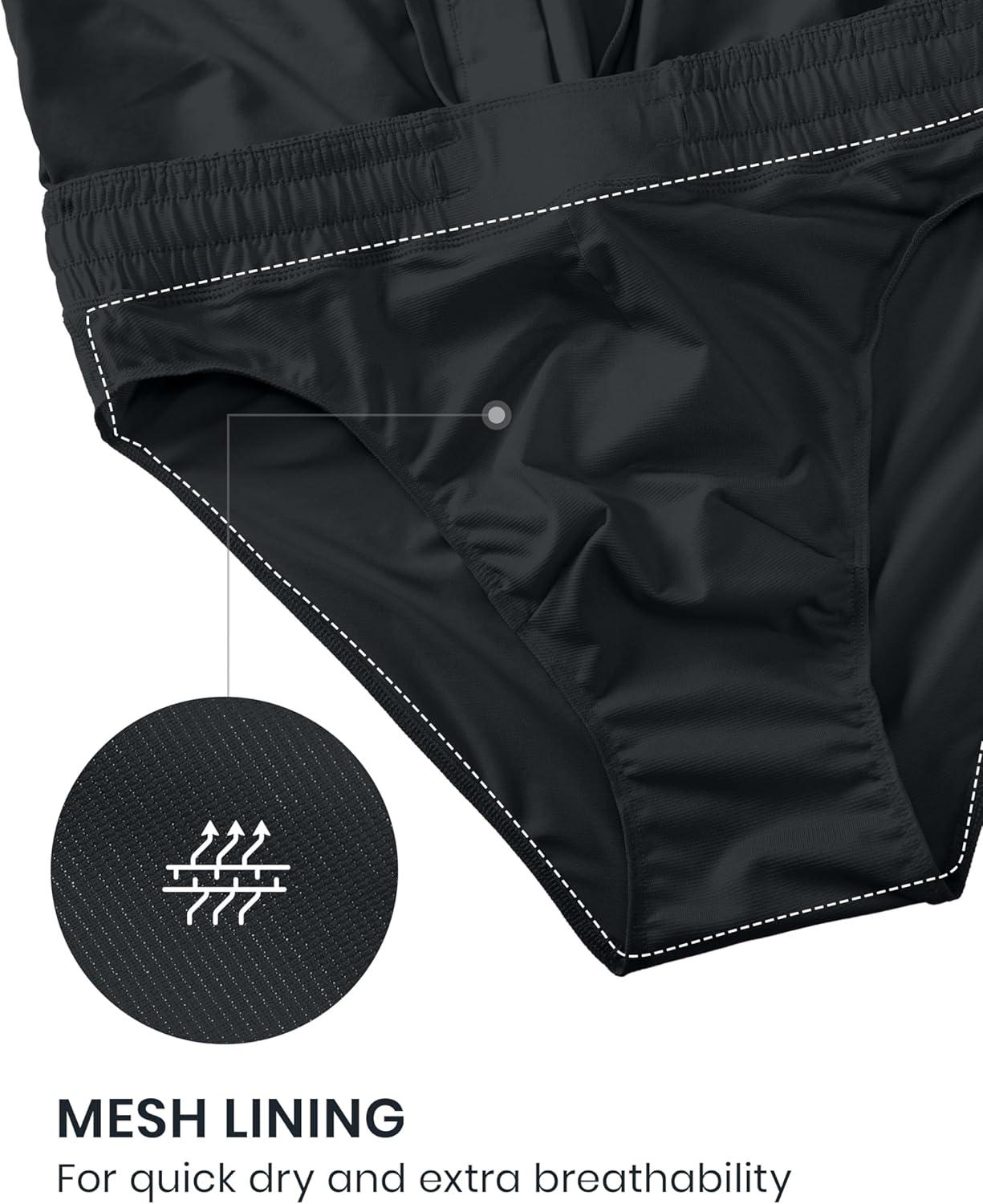imageCRZ YOGA Mens Swim Trunks 7 Quick Dry Mesh Lining Athletic Casual Swimwear Shorts with Zipper PocketsBlack