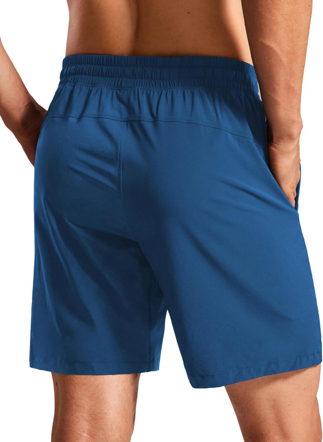 imageCRZ YOGA Mens Swim Trunks 7 Quick Dry Mesh Lining Athletic Casual Swimwear Shorts with Zipper PocketsFrench Navy