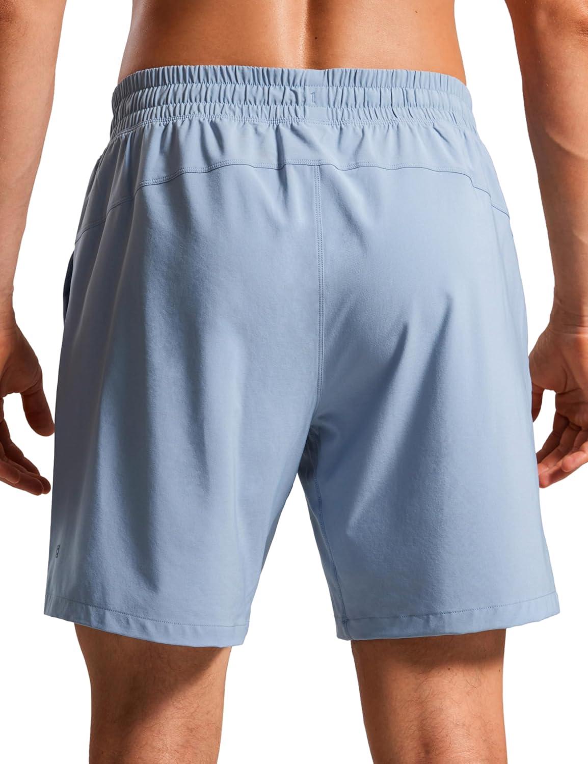 imageCRZ YOGA Mens Swim Trunks 7 Quick Dry Mesh Lining Athletic Casual Swimwear Shorts with Zipper PocketsThe Breeze Blue