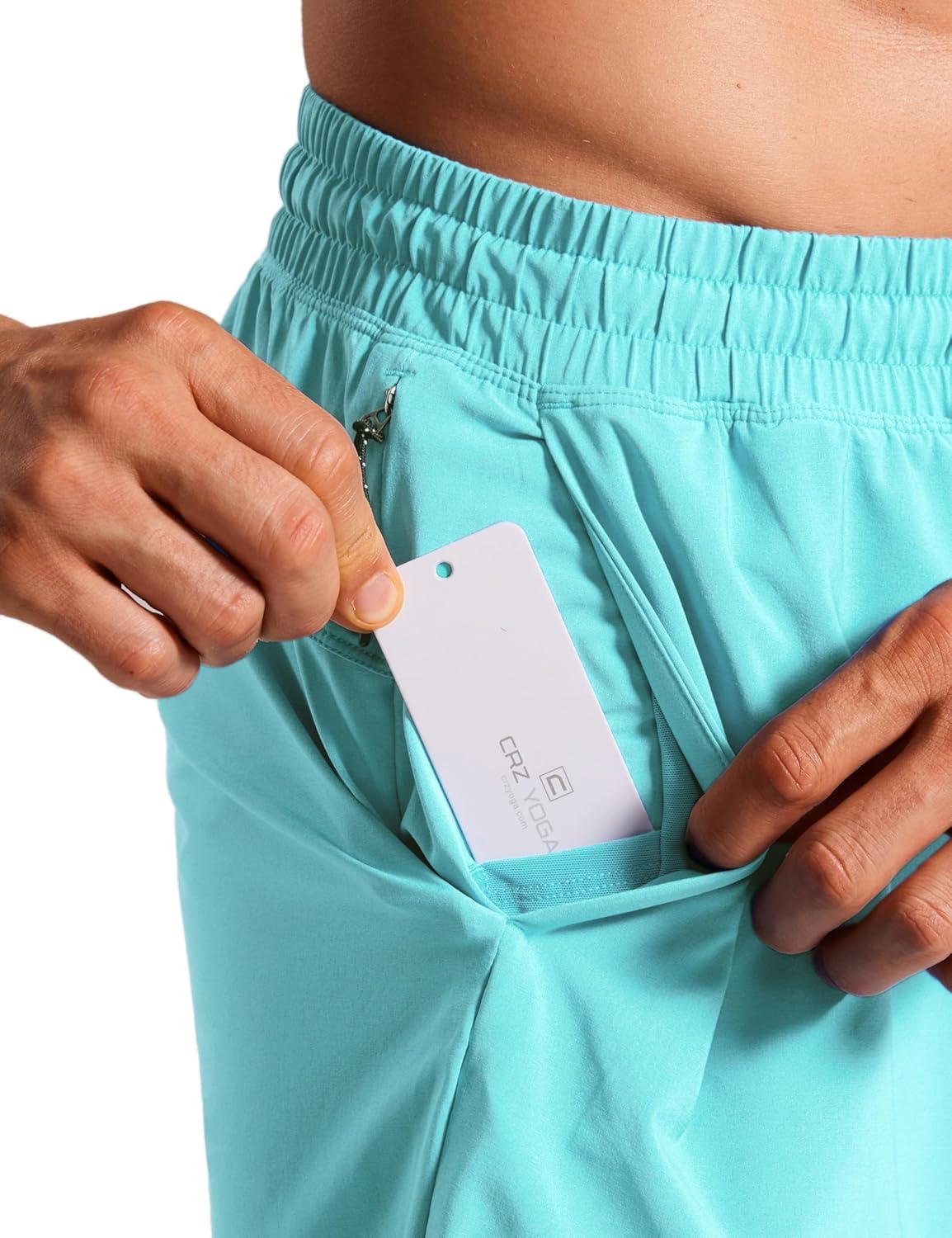 imageCRZ YOGA Mens Swim Trunks 7 Quick Dry Mesh Lining Athletic Casual Swimwear Shorts with Zipper PocketsTurquoise