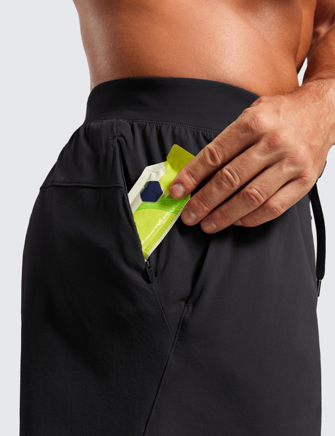 imageCRZ YOGA Mens Texture Training Shorts 5quot Side Split Quick Dry Lightweight for Workout Running with Zipper PocketBlack