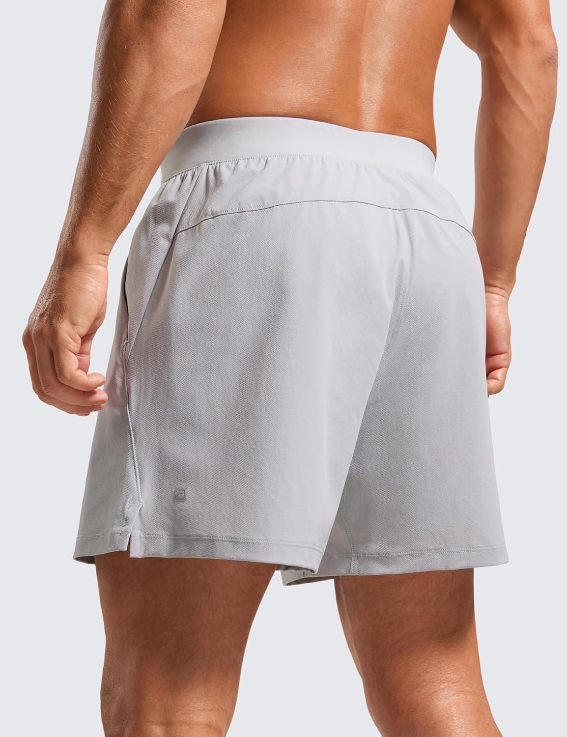 imageCRZ YOGA Mens Texture Training Shorts 5quot Side Split Quick Dry Lightweight for Workout Running with Zipper PocketPlatinum Grey