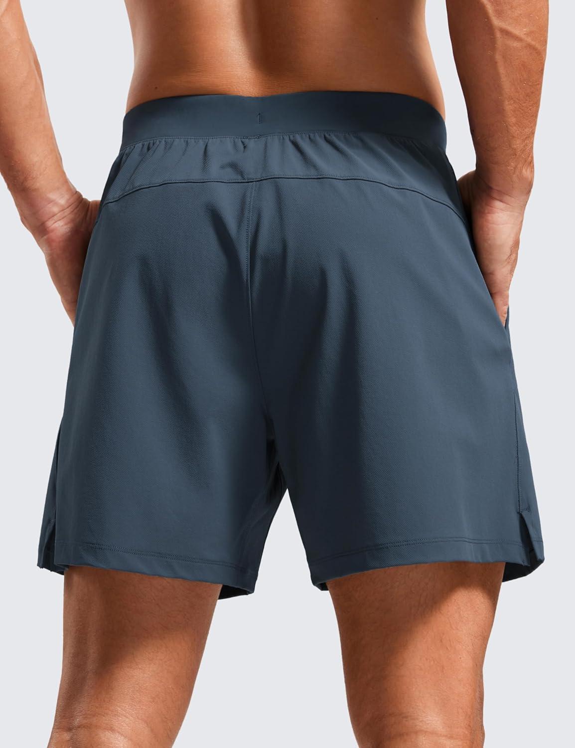 imageCRZ YOGA Mens Texture Training Shorts 5quot Side Split Quick Dry Lightweight for Workout Running with Zipper PocketStelindigo