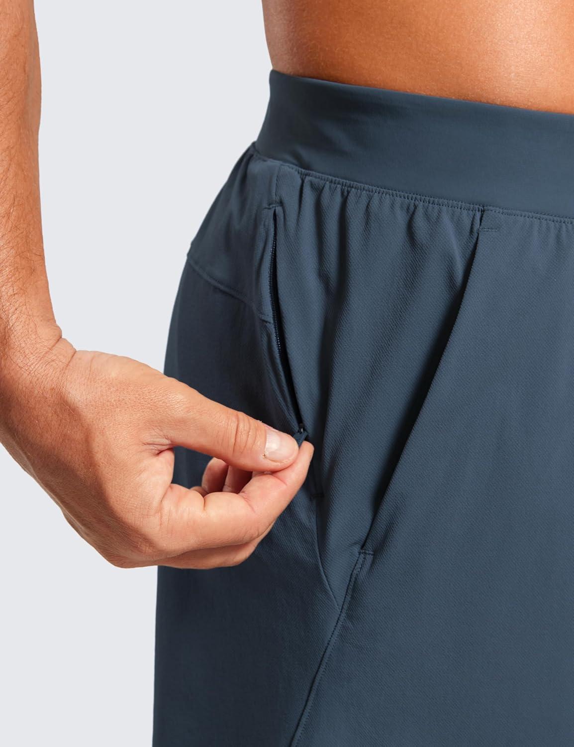 imageCRZ YOGA Mens Texture Training Shorts 5quot Side Split Quick Dry Lightweight for Workout Running with Zipper PocketStelindigo