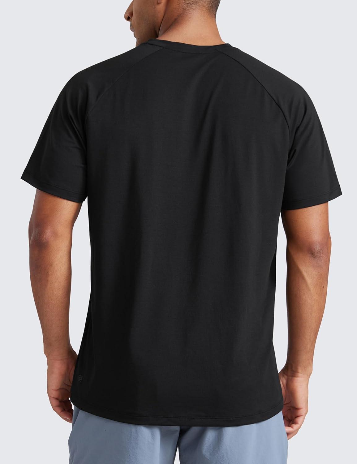 imageCRZ YOGA Mesh Workout Shirts for Men Lightweight Breathable TShirts Running Athletic Training Short Sleeve TopsBlack