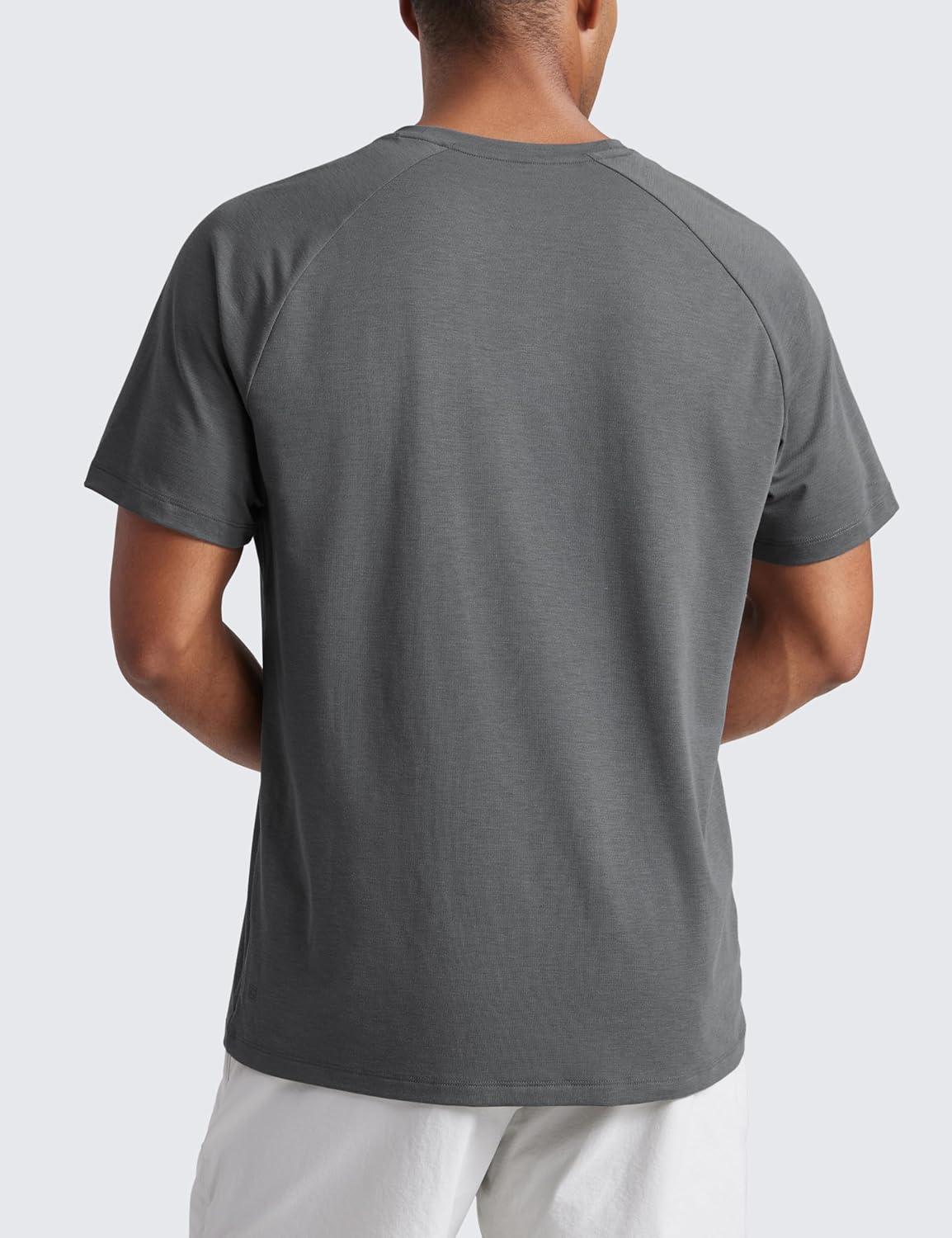 imageCRZ YOGA Mesh Workout Shirts for Men Lightweight Breathable TShirts Running Athletic Training Short Sleeve TopsDark Carbon