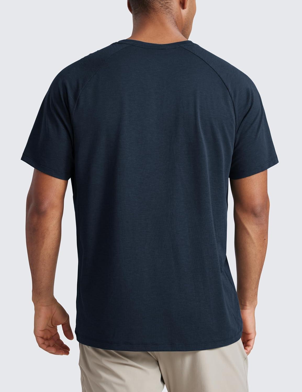 imageCRZ YOGA Mesh Workout Shirts for Men Lightweight Breathable TShirts Running Athletic Training Short Sleeve TopsTrue Navy