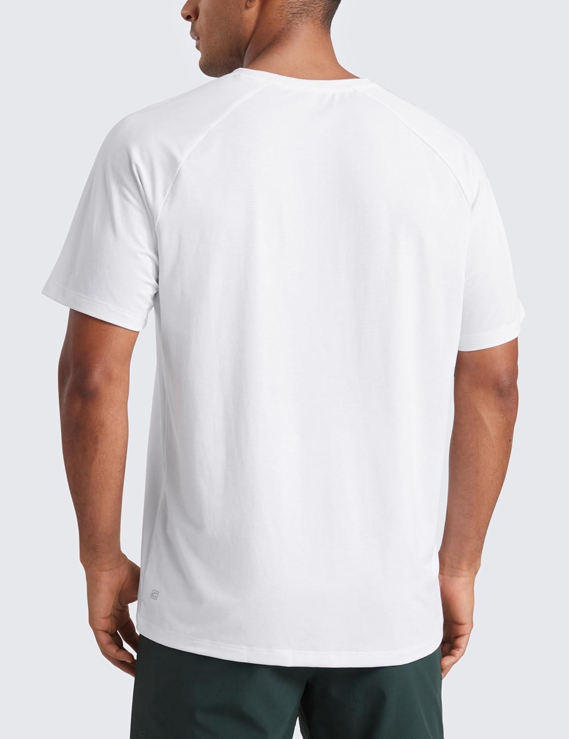 imageCRZ YOGA Mesh Workout Shirts for Men Lightweight Breathable TShirts Running Athletic Training Short Sleeve TopsWhite