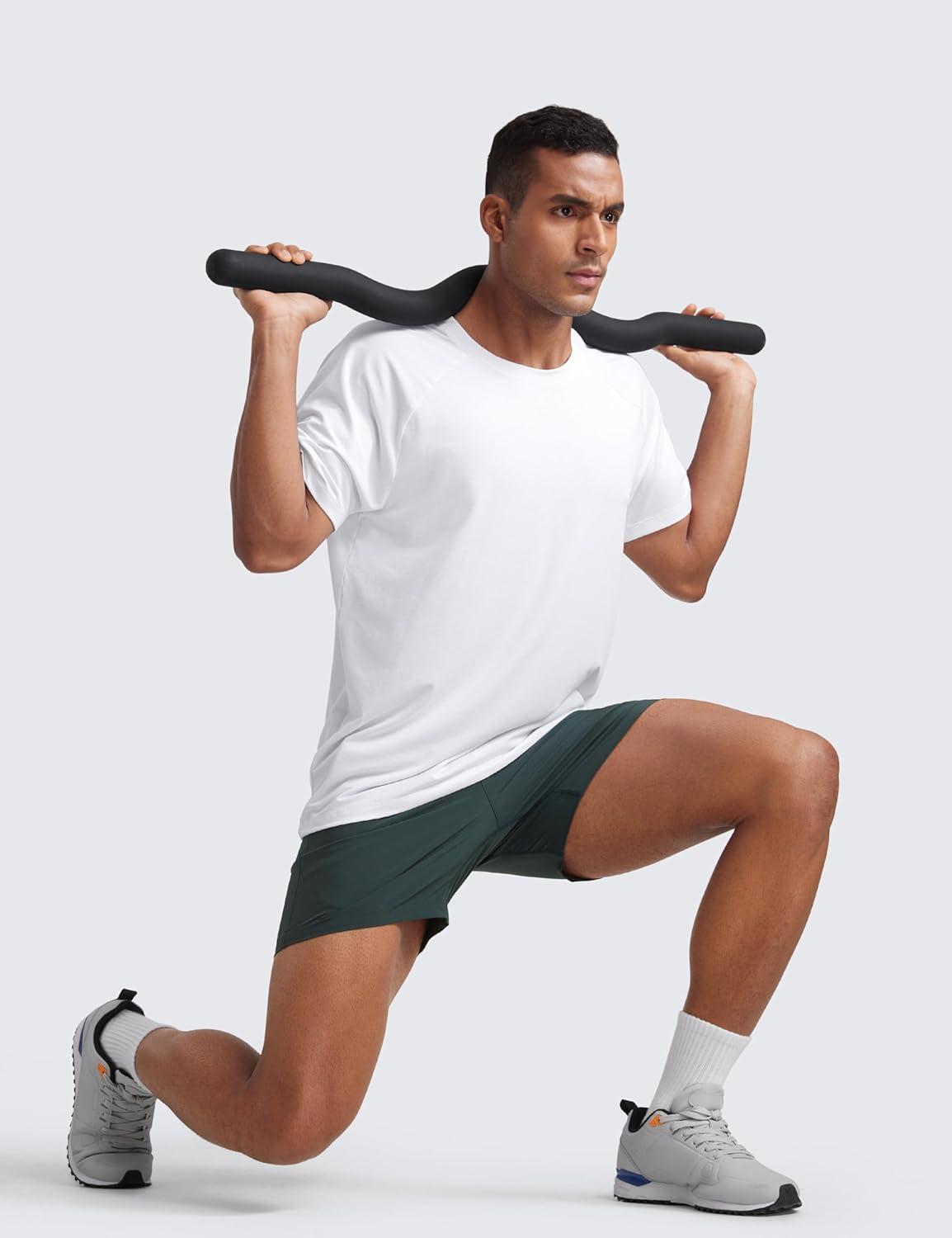 imageCRZ YOGA Mesh Workout Shirts for Men Lightweight Breathable TShirts Running Athletic Training Short Sleeve TopsWhite