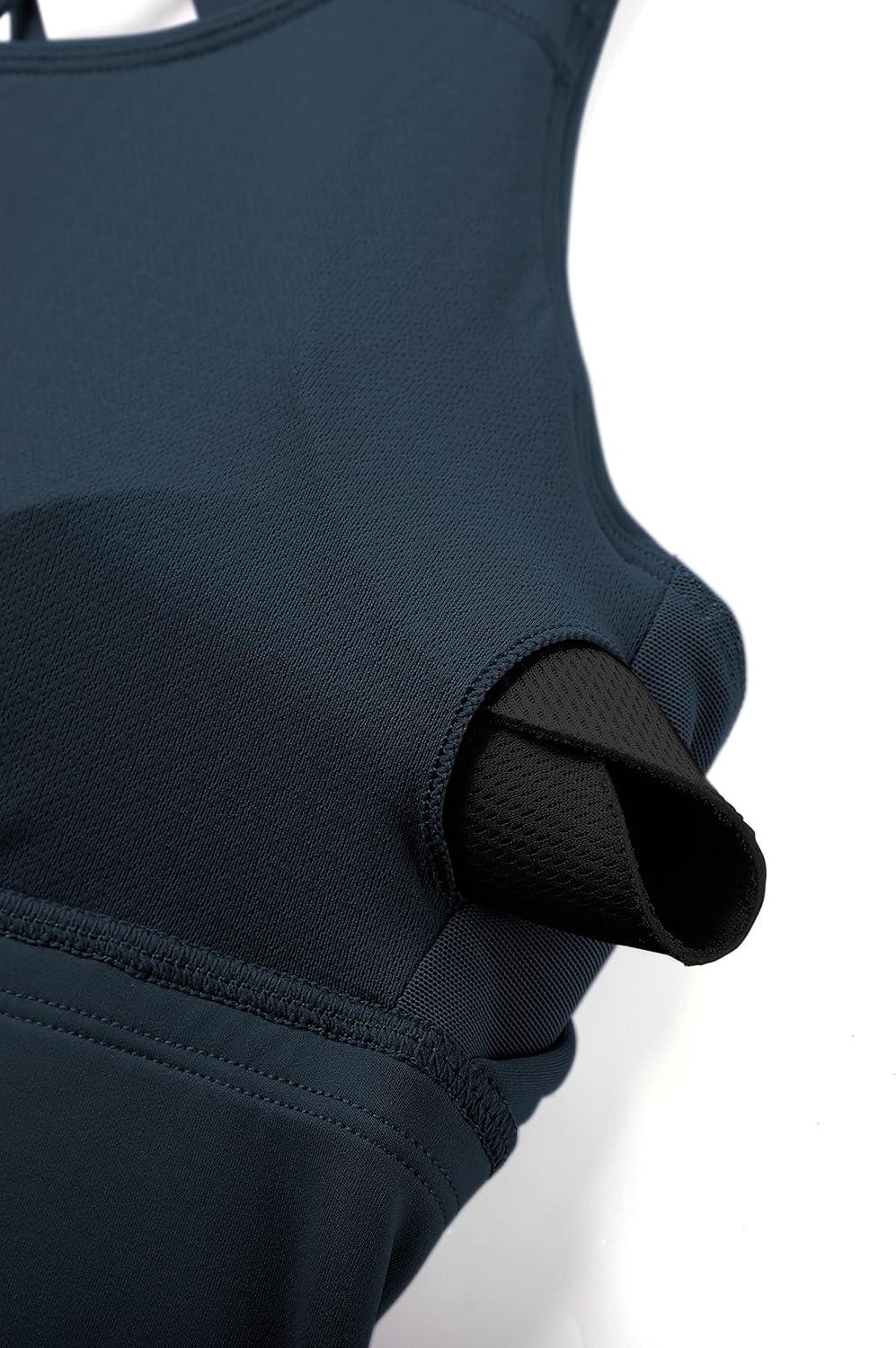 imageCRZ YOGA Naked Feeling Criss Cross Longline Sports Bras for Women Wirefree Padded Strappy Yoga Cropped TopsTrue Navy