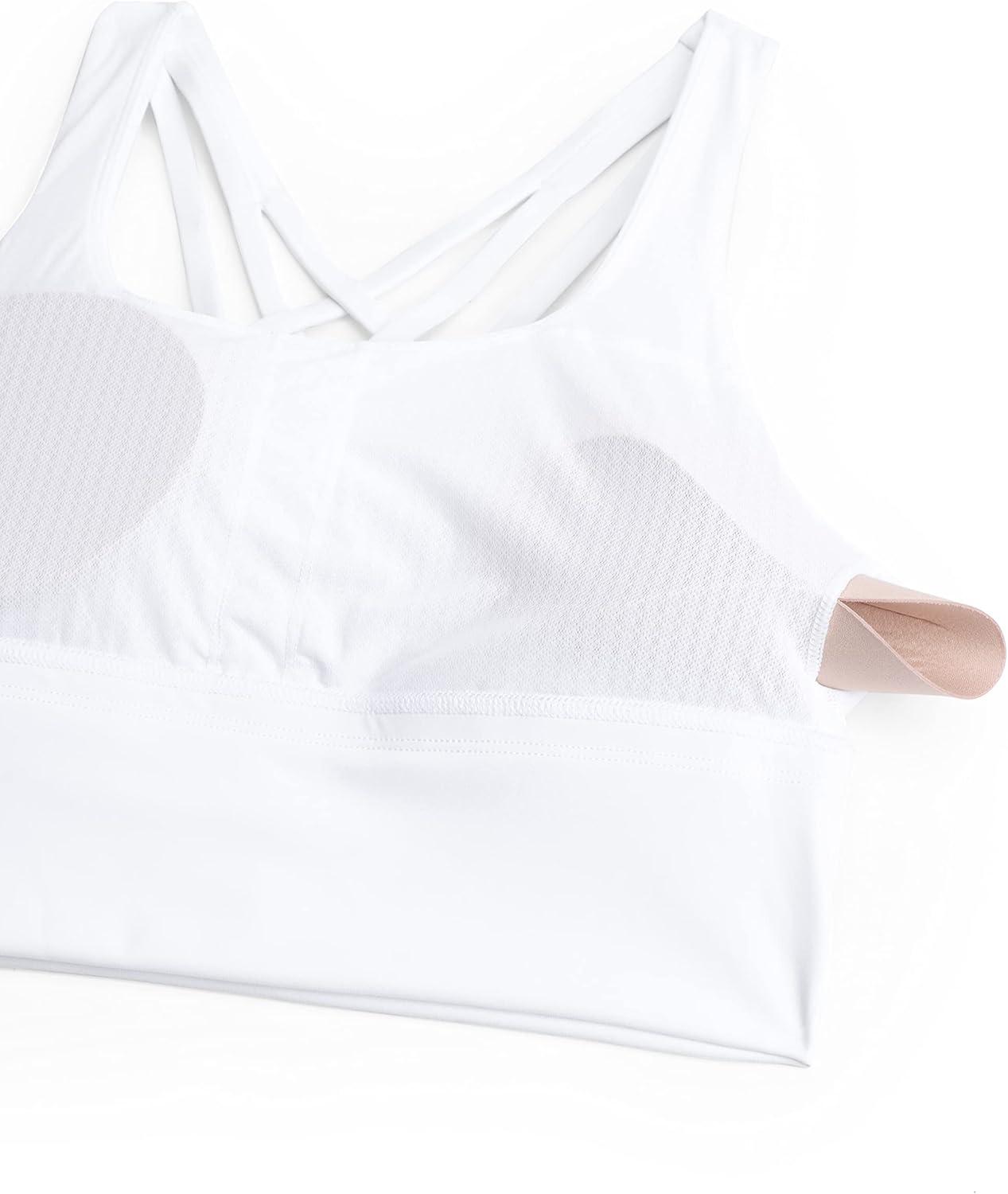 imageCRZ YOGA Naked Feeling Criss Cross Longline Sports Bras for Women Wirefree Padded Strappy Yoga Cropped TopsWhite