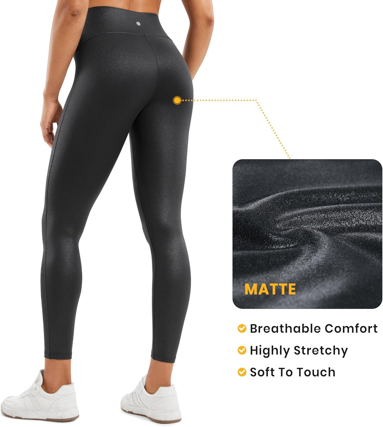 imageCRZ YOGA No Front Seam Faux Leather Leggings 25 Butterluxe Matte High Waist Stretch Tights Womens Pleather PantsBlack Classic