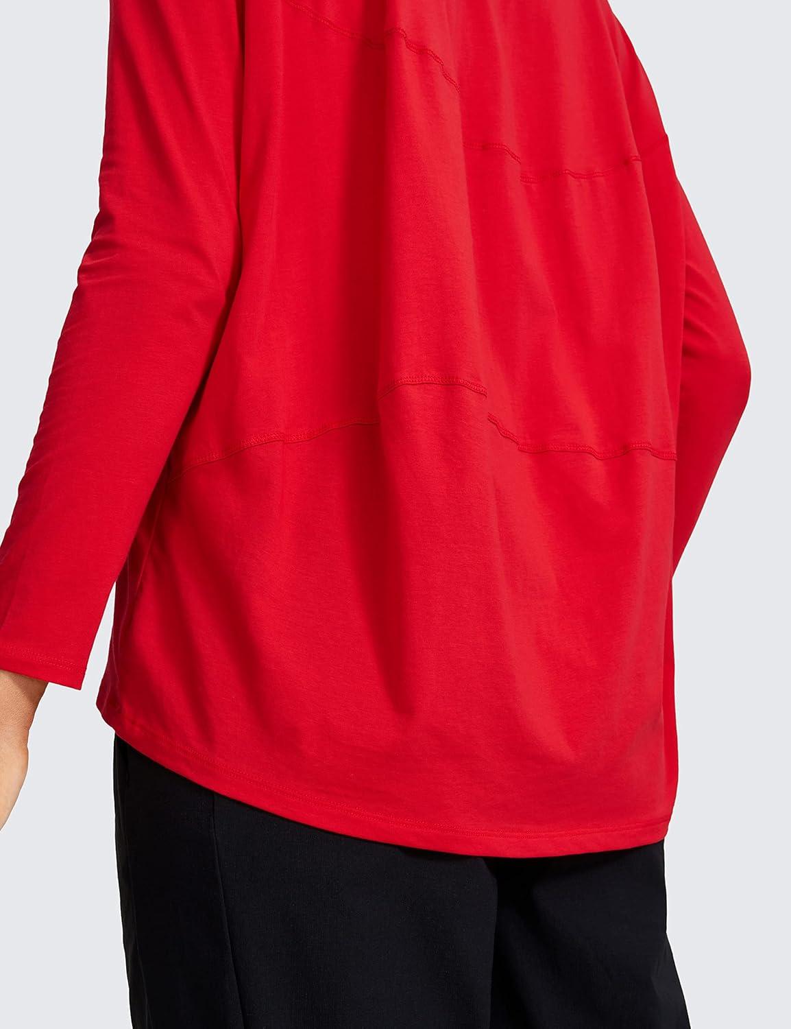 imageCRZ YOGA Pima Cotton Boat Neck Long Sleeve Shirts for Women Workout Athletic Yoga Casual Tops Loose Fit Fall TShirtsFestival Red