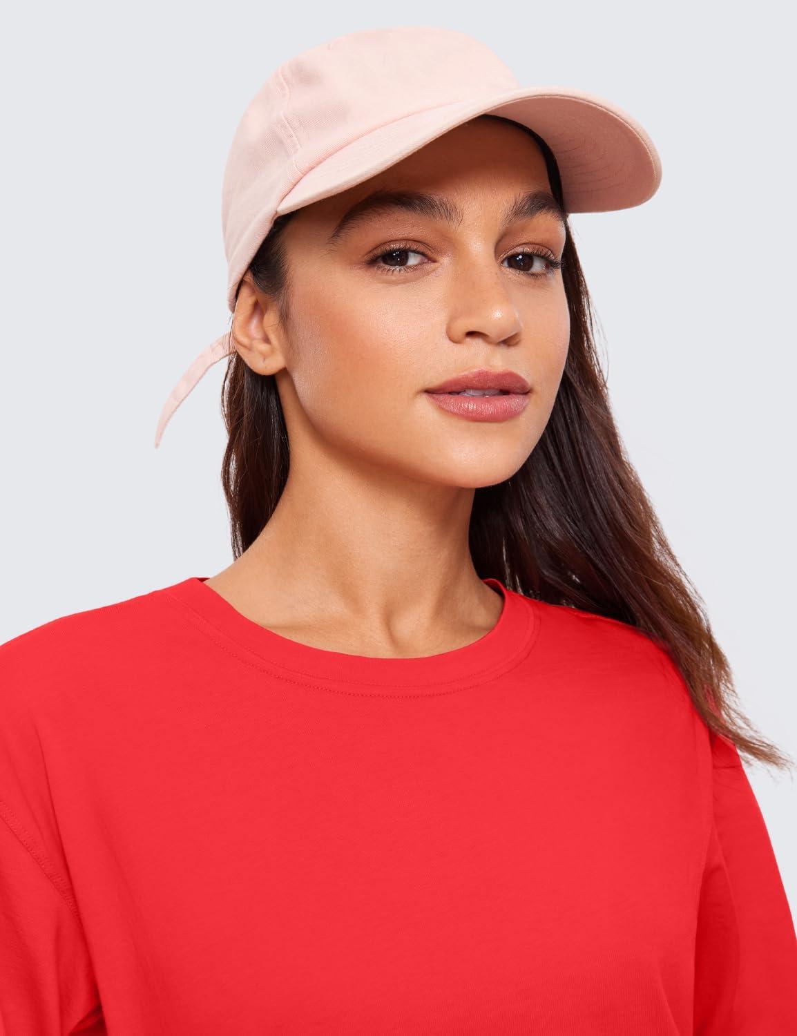 imageCRZ YOGA Pima Cotton Loose Crop TShirts for Women Workout Yoga Casual Athletic Running Short Sleeve Shirts Crewneck TopsDeep Red