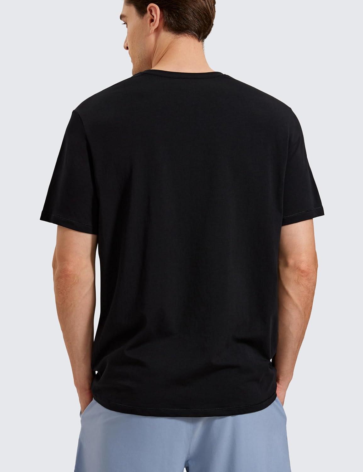 imageCRZ YOGA Pima Cotton Shirts for Men Short Sleeve Casual Crewneck TShirts Breathable Workout Daily Tee TopsBlack