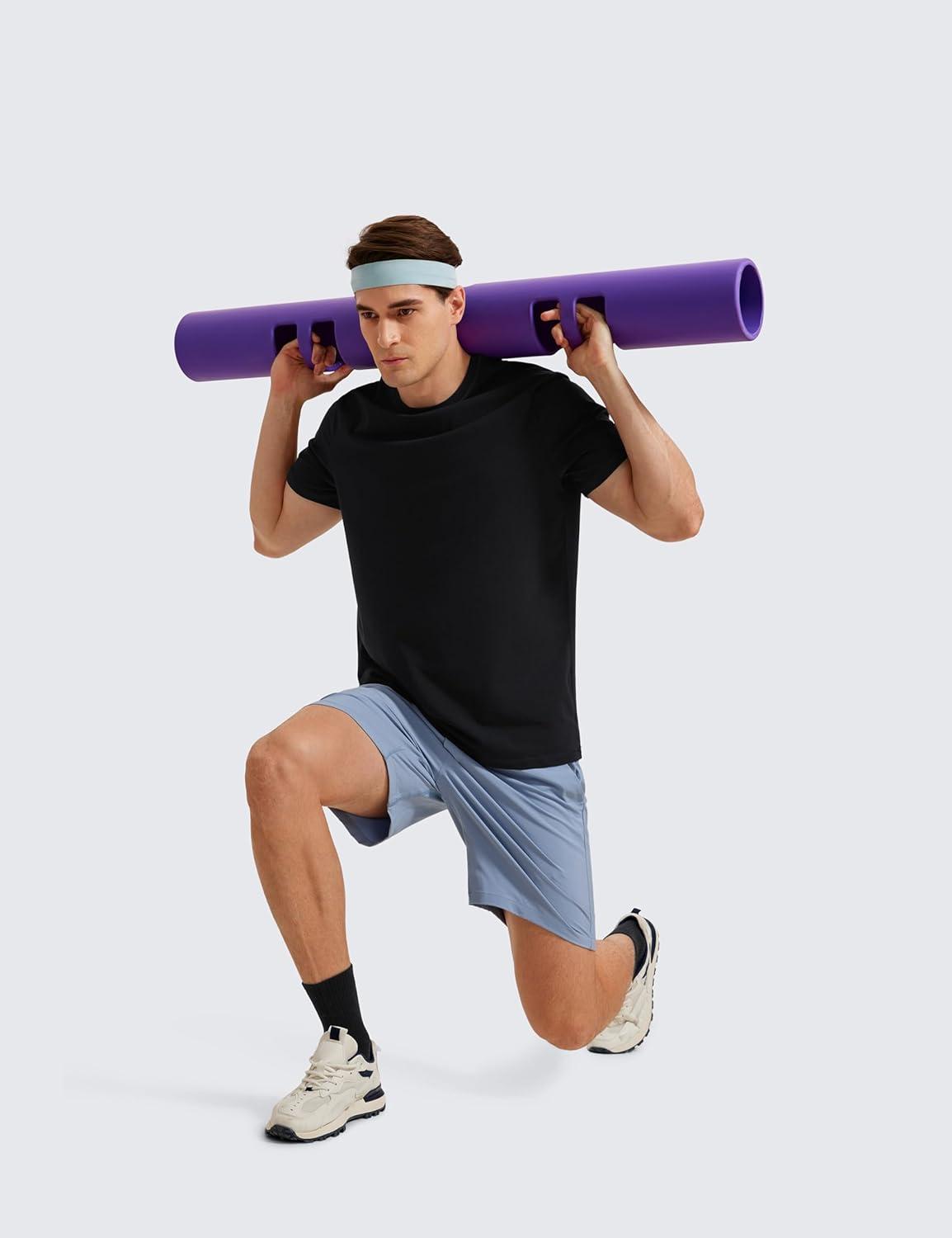 imageCRZ YOGA Pima Cotton Shirts for Men Short Sleeve Casual Crewneck TShirts Breathable Workout Daily Tee TopsBlack