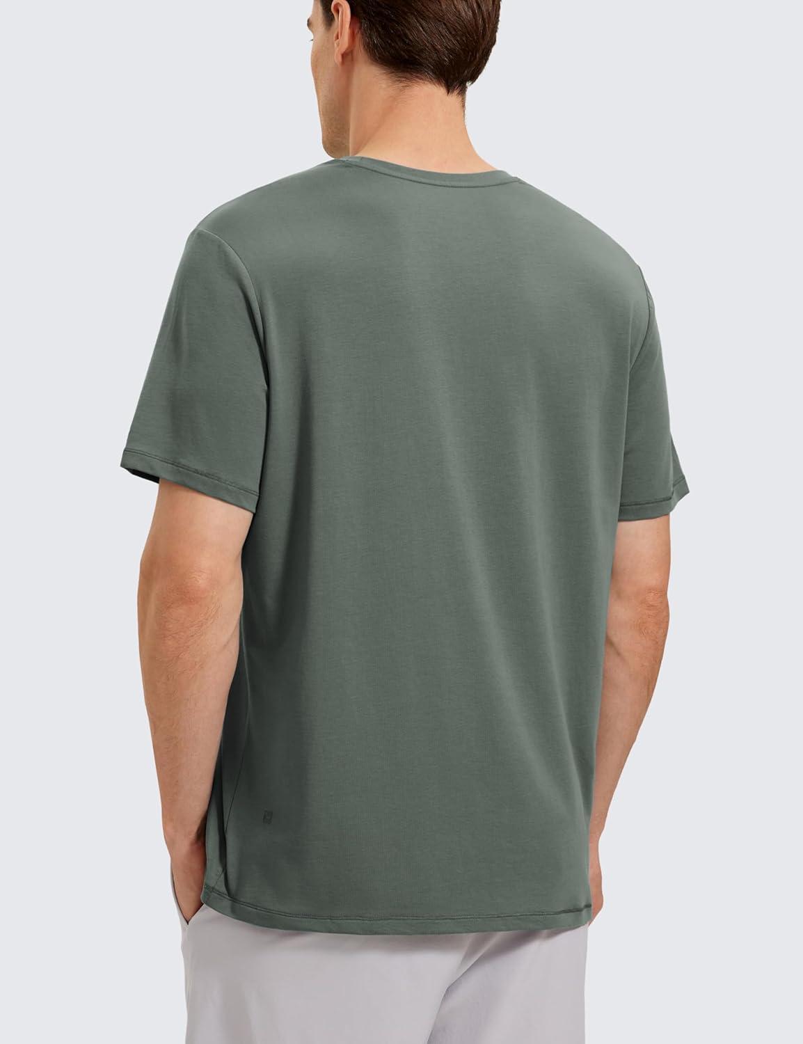 imageCRZ YOGA Pima Cotton Shirts for Men Short Sleeve Casual Crewneck TShirts Breathable Workout Daily Tee TopsGrey Sage