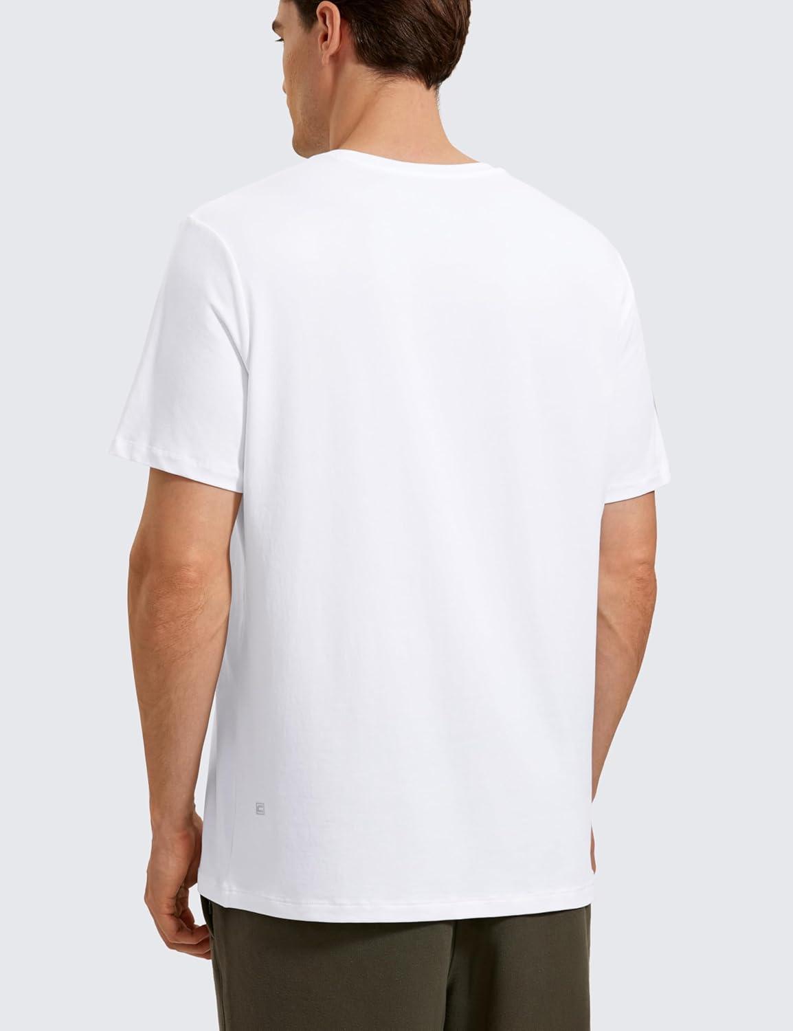 imageCRZ YOGA Pima Cotton Shirts for Men Short Sleeve Casual Crewneck TShirts Breathable Workout Daily Tee TopsWhite