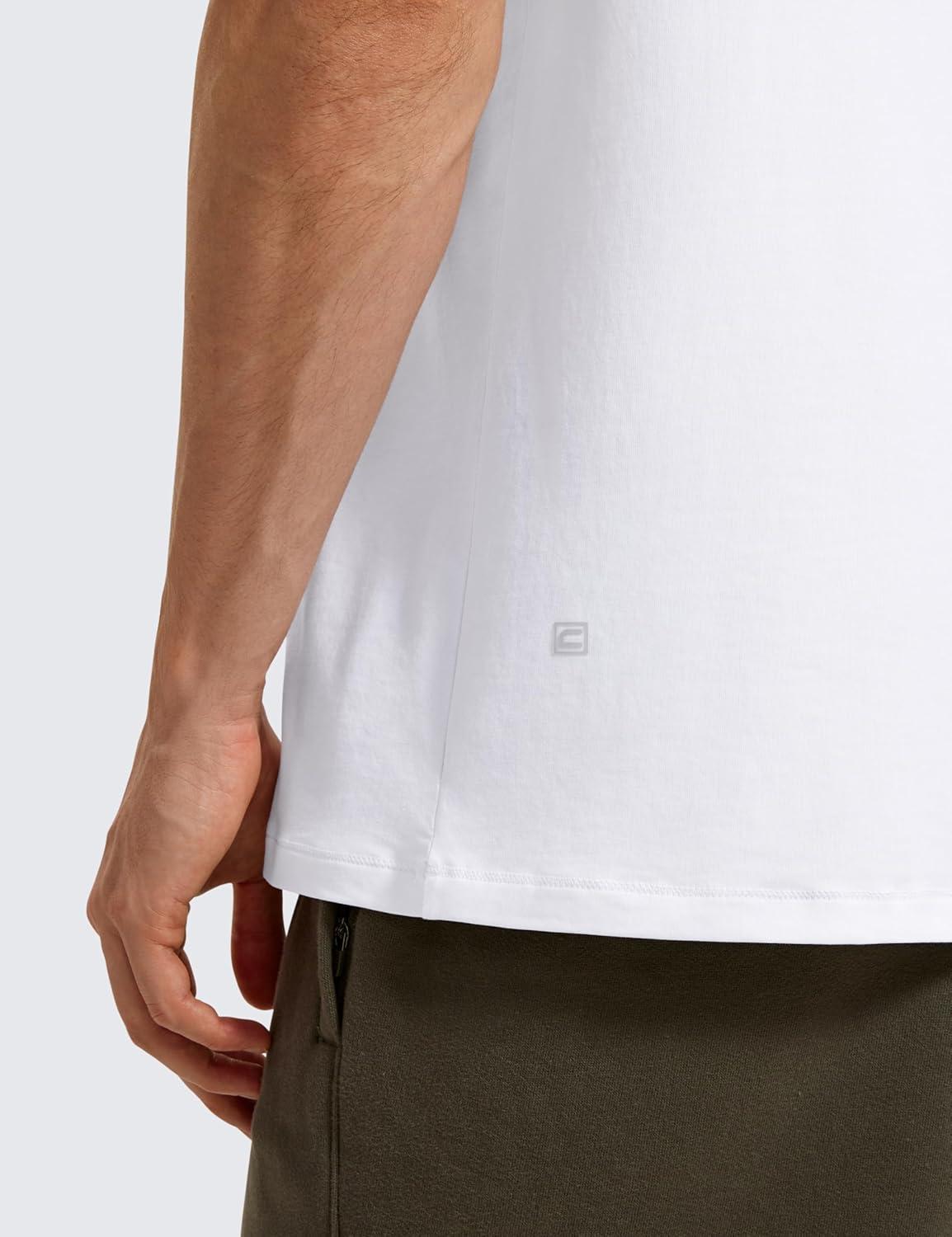 imageCRZ YOGA Pima Cotton Shirts for Men Short Sleeve Casual Crewneck TShirts Breathable Workout Daily Tee TopsWhite