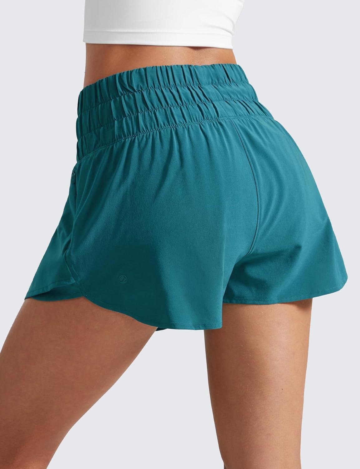 imageCRZ YOGA Ruffle Skirt Overlay Athletic Shorts for Women High Waisted Flowy for Workout Running Tennis with Zip PocketBorealis Green