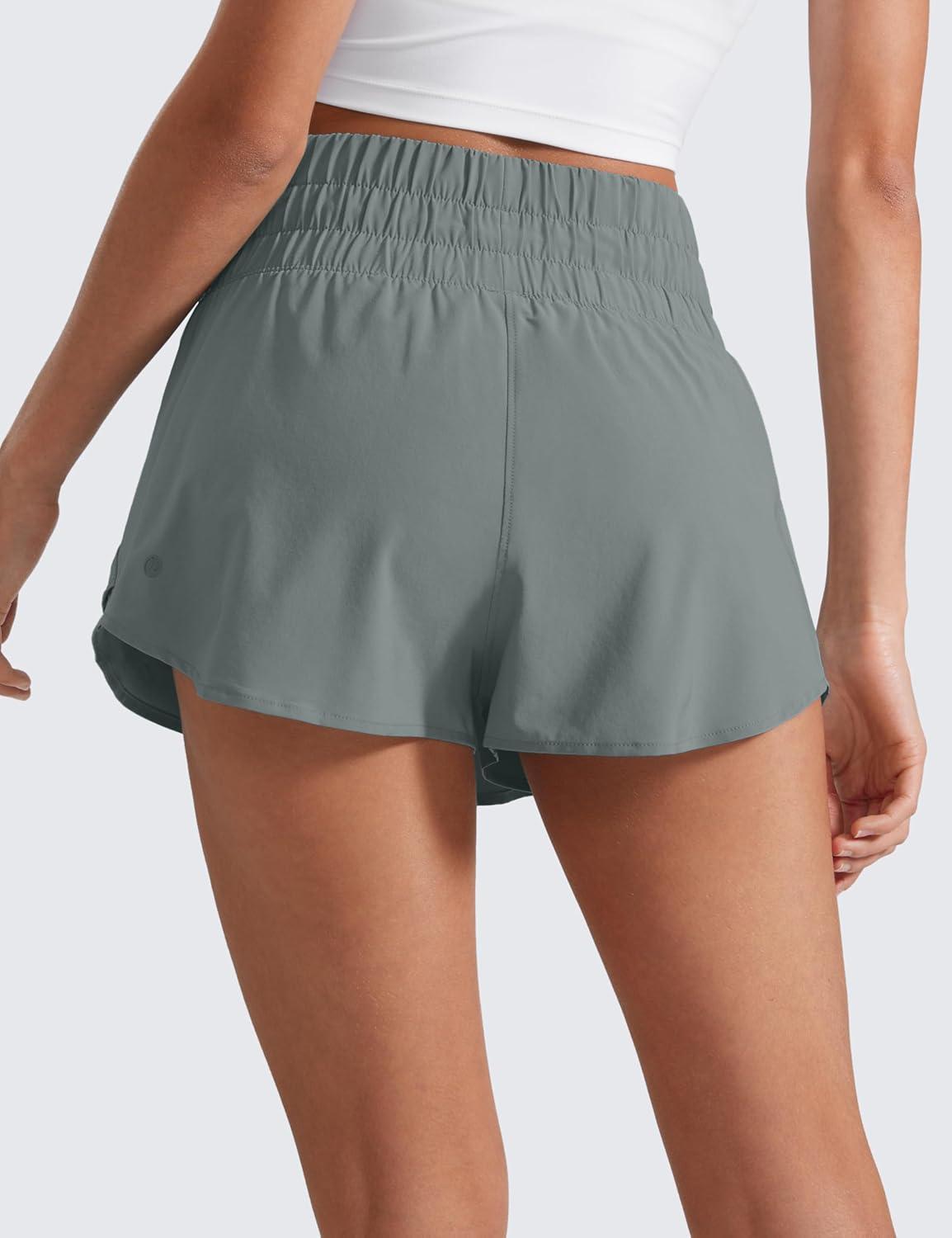 imageCRZ YOGA Ruffle Skirt Overlay Athletic Shorts for Women High Waisted Flowy for Workout Running Tennis with Zip PocketGrey Sage