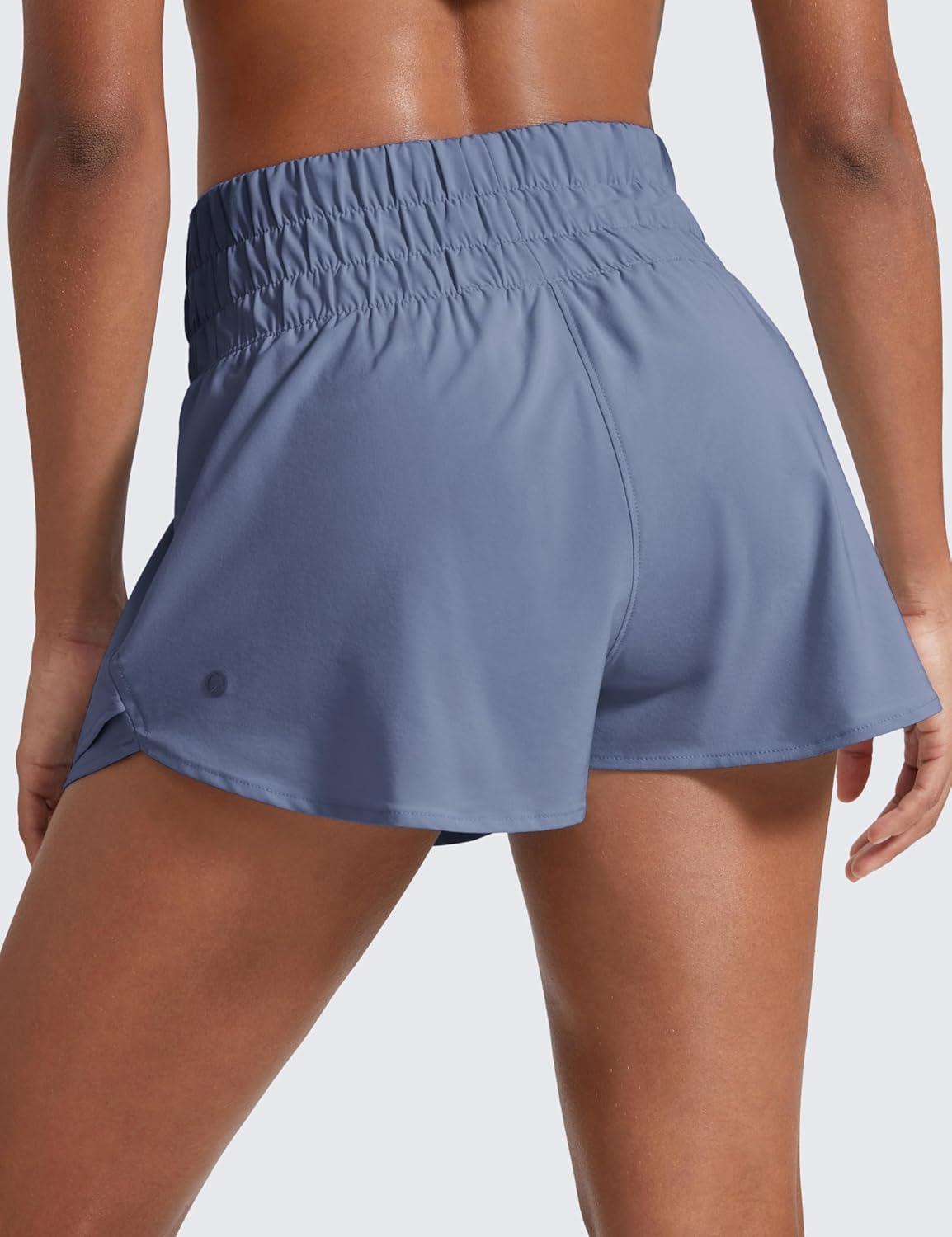 imageCRZ YOGA Ruffle Skirt Overlay Athletic Shorts for Women High Waisted Flowy for Workout Running Tennis with Zip PocketOasis Blue