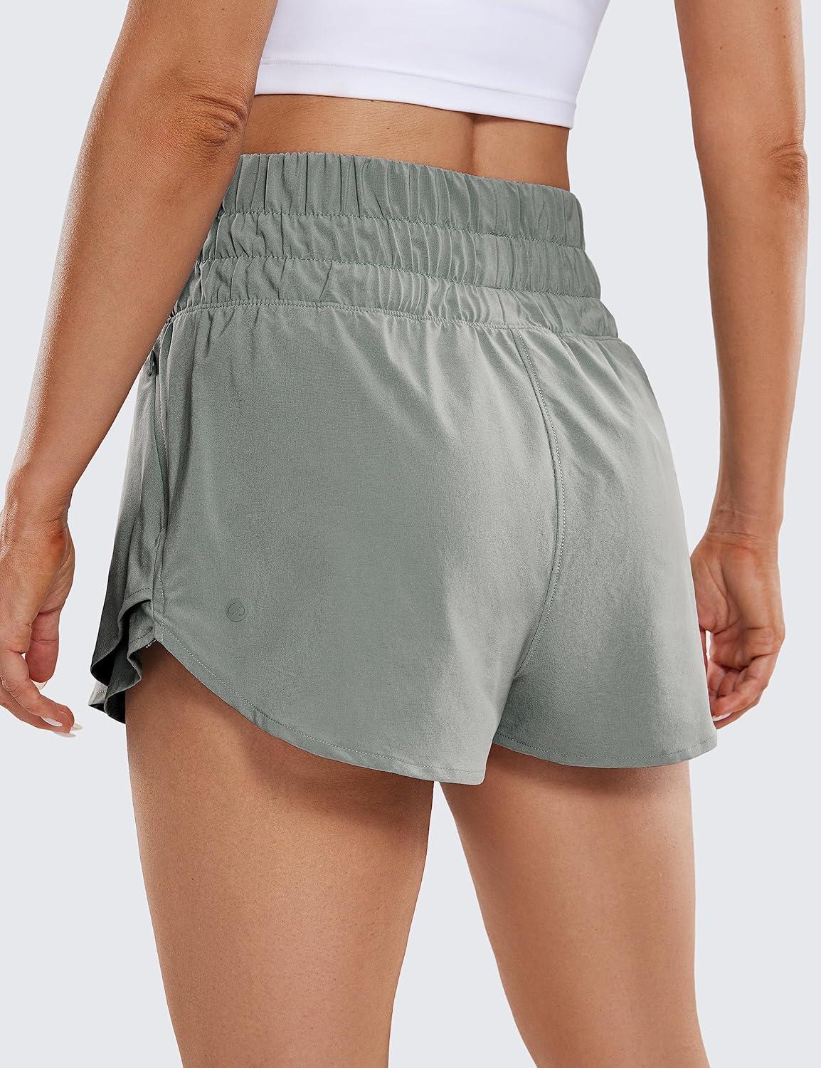 imageCRZ YOGA Ruffle Skirt Overlay Athletic Shorts for Women High Waisted Flowy for Workout Running Tennis with Zip PocketSterling