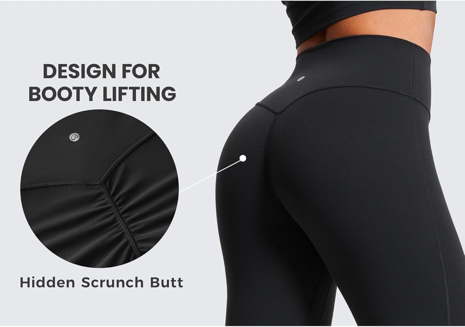 imageCRZ YOGA Secretsculpt Butterlift Flare Leggings 31quot No Front Seam High Waist Bootcut Yoga Pants Booty Scrunch ButtBlack